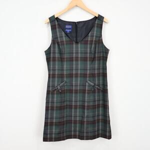 Pendleton Vintage 100% Virgin Wool Lined Dress Jumper Green Plaid Size 12 Petite